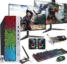 BTO G3 RGB Gaming Desktop PC – Intel i5 6500, 16GB DDR4 Ram, 512GB SSD, NVIDIA GeForce GT 1030, Dual 22-inch Monitors, Windows 10 Pro, RGB Set, Built-in WiFi, – Computer Tower for PC Gamer (Renewed)