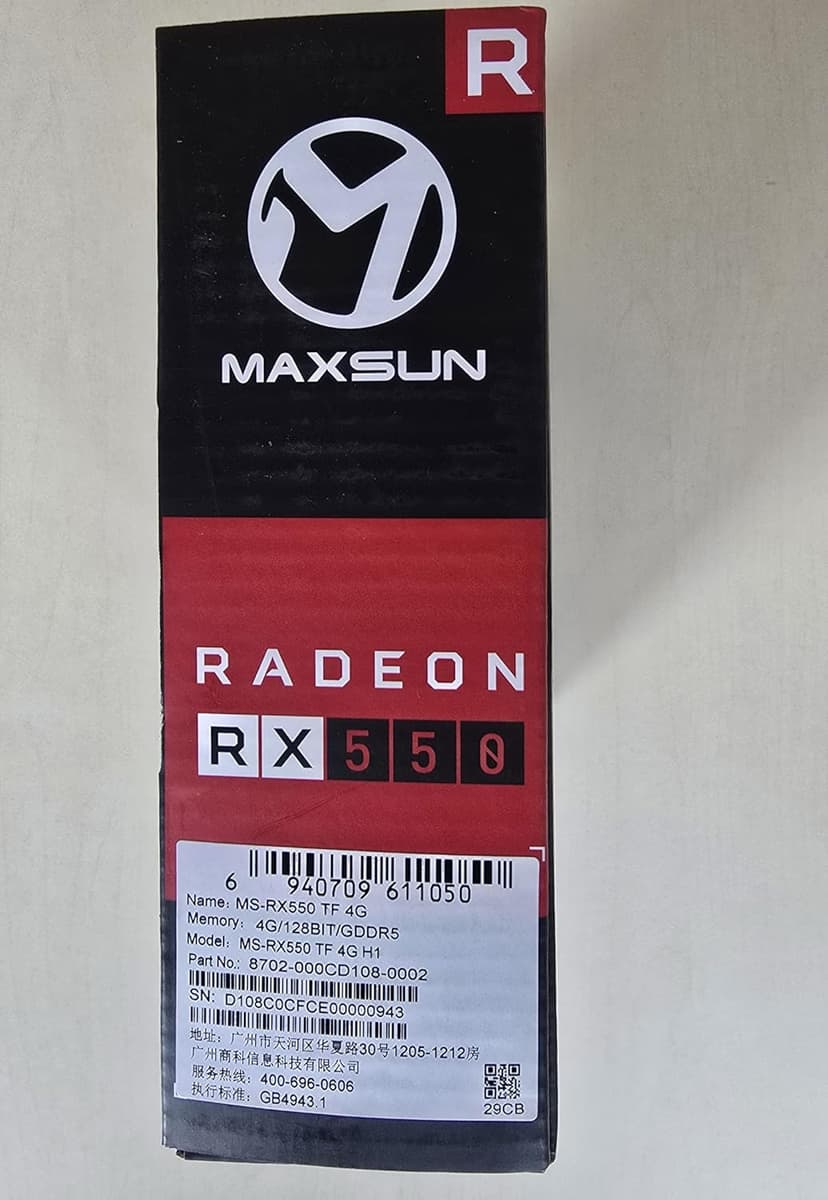 maxsun AMD Radeon RX 550 4GB GDDR5 ITX Computer PC Gaming Video Graphics Card GPU 128-Bit DirectX 12 PCI Express X16 3.0 DVI-D Dual Link, HDMI, DisplayPort