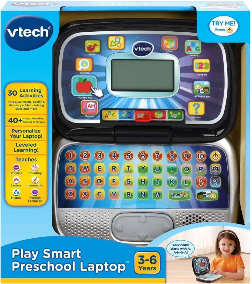 VTech Play Smart Preschool Laptop, Black