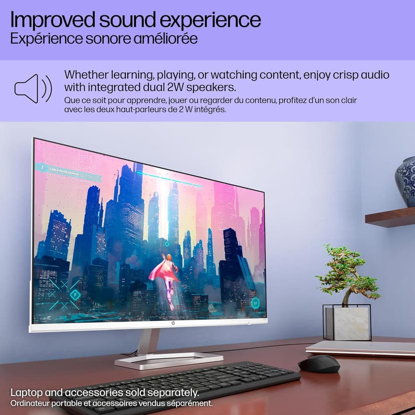 HP Series 5 27 inch FHD Monitor, Full HD Display (1920 x 1080), IPS Panel, 99% sRGB, 1500:1 Contrast Ratio, 300 nits, Eye Ease with Eyesafe Certification, 527sa (2024)
