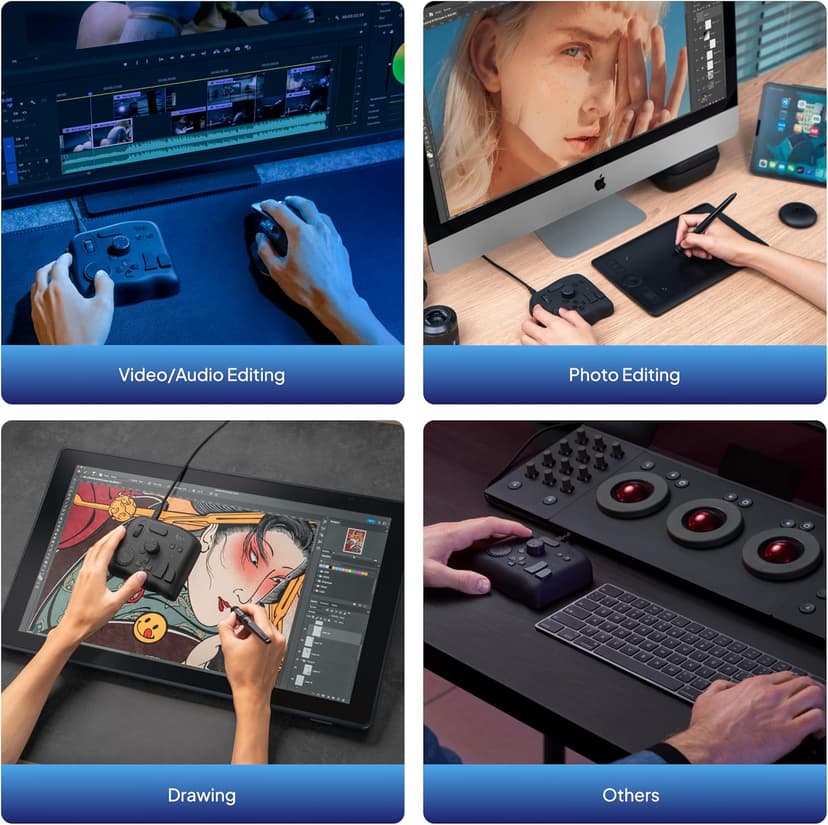 TourBox NEO - Custom Controller for Photo Video Editing, Color Grading, Illustration, MacOS/Windows, Photoshop Lightroom Davinci Resolve After Effects Premiere Final Cut Pro Programmable Keyboard