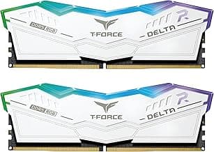 TEAMGROUP T-Force Delta RGB DDR5 Ram 32GB (2x16GB) 6000MHz PC5-48000 CL30 Intel XMP 3.0 & AMD Expo Compatible Desktop Memory Module Ram White FF4D532G6000HC30DC01