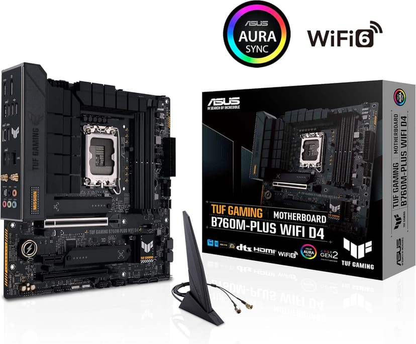 Asus TUF GAMING B760M-PLUS WIFI D4 Intel(13th and 12th Gen)LGA 1700 mATX motherboard,PCIe 5.0,2xPCIe 4.0 M.2 slots,DDR4,WiFi 6,2.5Gb LAN,USB 3.2 Gen 2x2 Type-C,front USB 3.2 Type-C,Thunderbolt (USB4)