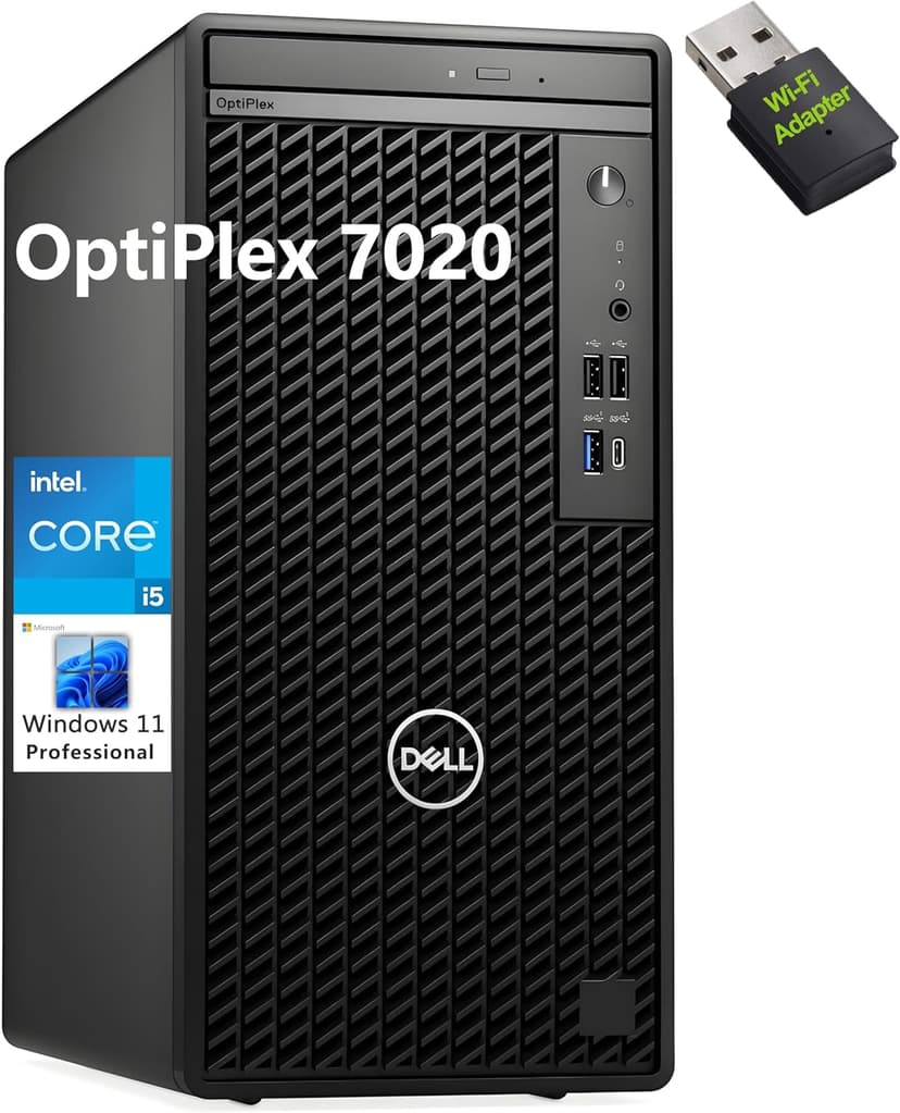 Dell OptiPlex 7020 Tower Business Desktop Computer, 12th Gen Intel Hexa-Core i5-12500 (Beat i7-11700), 32GB DDR5 RAM, 1TB PCIe SSD, DVDRW, WiFi Adapter, RJ-45, HDMI, Keyboard & Mouse, Windows 11 Pro