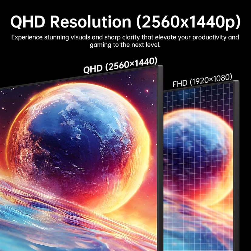 32 Inch 2K Computer Monitor, IPS 1440p Monitor with Ultra-Thin Bezels, HDR10, Freesync/G-sync, HDMI/DP Ports, Tilt Adjustable, Eyecare, Ideal for Business, Office, and Casual Gaming