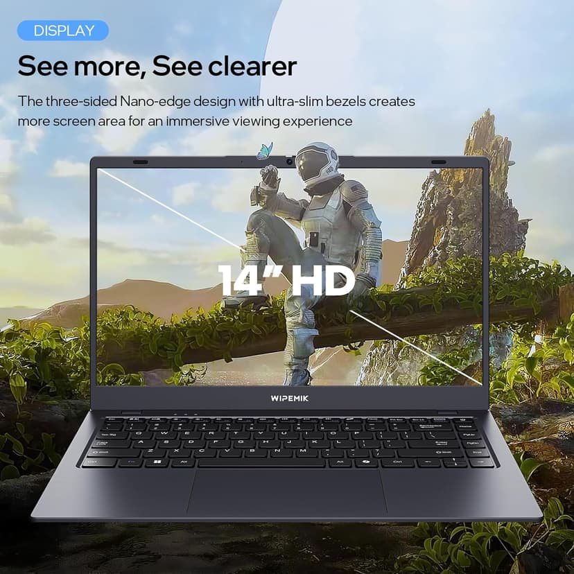 Laptop Computer, 8GB RAM, 128GB SSD, Quad-Core N5095 Processor Laptop, 14" HD Display Laptops, Support WiFi 5, Bluetooth 5.0, USB 3.0, Webcam, Pre-Installed Office Pro Plus 2024