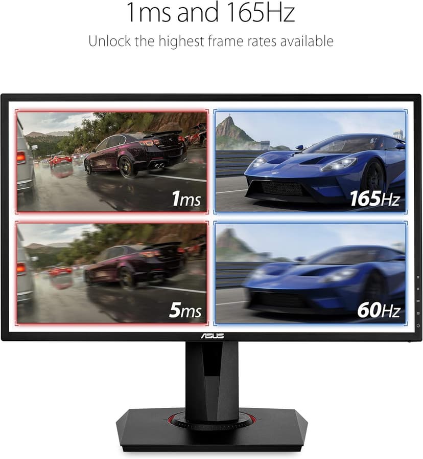 ASUS VG248QG 24" G-SYNC Gaming Monitor 165Hz 1080p 0.5ms Eye Care with DP HDMI DVI,Black