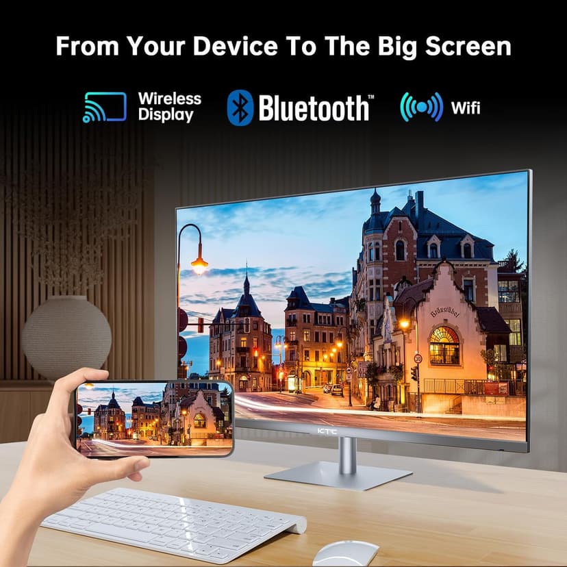 32 Inch 4K Smart Monitor, Google System UHD (3840x 2160) Smart Monitor with Speakers, Netflix Licensed, Type-C 65W PD, WirelessDisplay, HDR, Bluetooth, Hey Google Voice Remot, VESA Support, A32Q8
