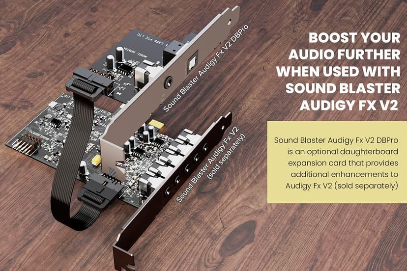 Creative Sound Blaster Audigy Fx V2 DBPro - Expansion Card for Sound Blaster Audigy Fx V2, with DSD256 Playback Support, 7.1 Surround Sound, and Optical-Out Port