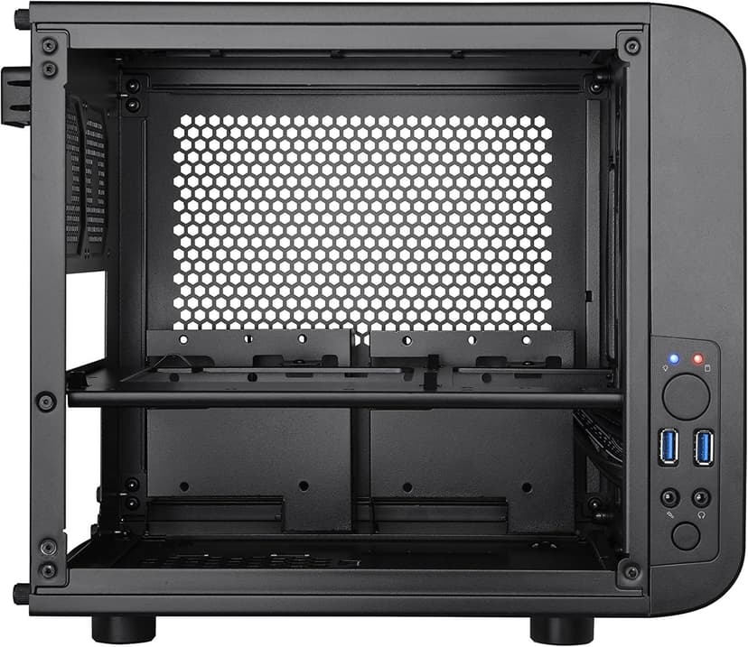 Thermaltake Core V1 SPCC Mini ITX Cube Gaming Computer Case Chassis, Interchangeable Side Panels, Black Edition, CA-1B8-00S1WN-00