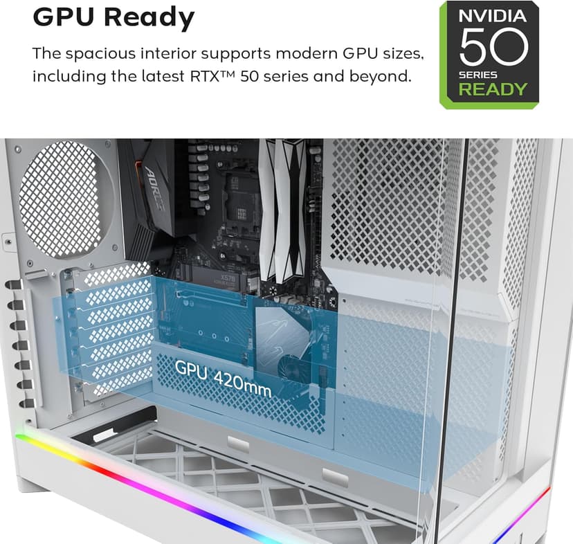 MONTECH HS02 PRO, ATX Mid-Tower PC Case, Gaming PC, High-Airflow, Reversible Layout, Sturdy Curved Tempered Glass Front Panel, 5x ARGB PWM Fan Pre-Installed, Sink-in Design, Toolless Panels, Black, US