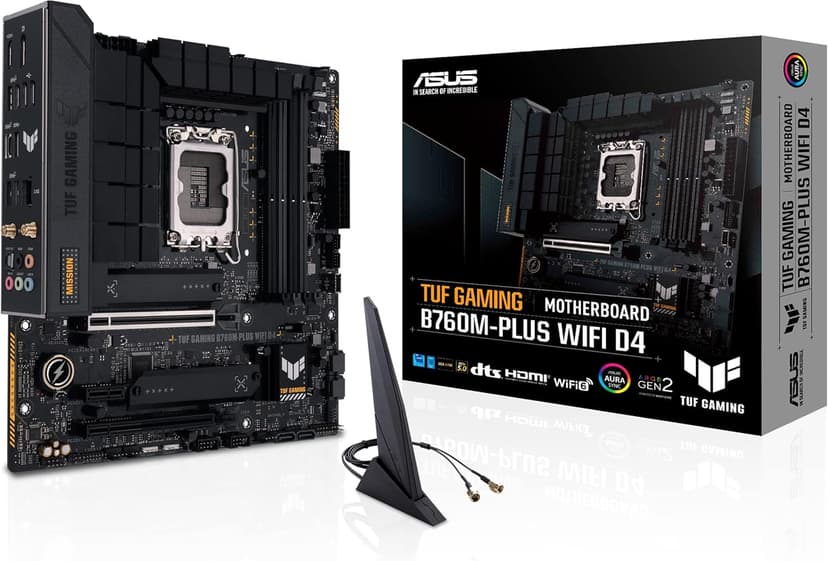 Asus TUF GAMING B760M-PLUS WIFI D4 Intel(13th and 12th Gen)LGA 1700 mATX motherboard,PCIe 5.0,2xPCIe 4.0 M.2 slots,DDR4,WiFi 6,2.5Gb LAN,USB 3.2 Gen 2x2 Type-C,front USB 3.2 Type-C,Thunderbolt (USB4)