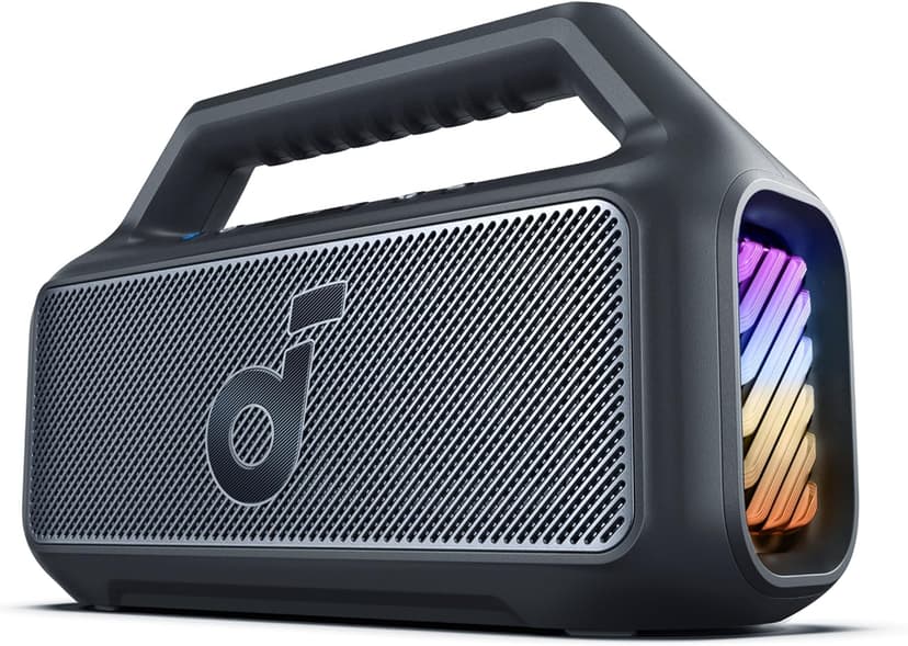 soundcore Boom 2 By Anker, Outdoor Speaker, 80W, Subwoofer, BassUp 2.0, 24H Playtime, IPX7 Waterproof, Floatable, RGB Lights, USB-C, Custom EQ, Bluetooth 5.3, Portable for Camping, Beach, and Backyard