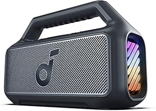 soundcore Boom 2 By Anker, Outdoor Speaker, 80W, Subwoofer, BassUp 2.0, 24H Playtime, IPX7 Waterproof, Floatable, RGB Lights, USB-C, Custom EQ, Bluetooth 5.3, Portable for Camping, Beach, and Backyard