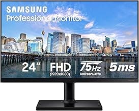 SAMSUNG FT45 Series 24-Inch FHD 1080p Computer Monitor, 75Hz, IPS Panel, HDMI, DisplayPort, USB Hub, Height Adjustable Stand, 3 Yr WRNTY (LF24T454FQNXGO),Black