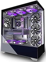 KEDIERS PC CASE ATX 4 Fans Pre-Installed, Type-C Mid Tower Computer Case with Full-View Dual Tempered Glass, Gaming PC Case,Black,P4