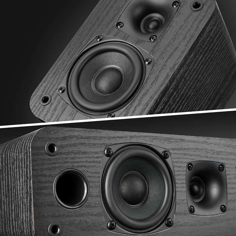 Saiyin 5.0 Home Theater System, 100w HiFi Surround Sound Speakers with Stereo Surround Sound and Classic Rretro Wood Grain for TV/PC, Passive, Amplifier or Receiver Required, Cable Not Included