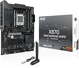ASUS X870 MAX Gaming WIFI7 AMD AM5 ATX Motherboard, 12+2+1 80A DrMOS, DDR5, PCIe 5.0 x16 Q-Release, 3X M.2, Wi-Fi 7 Q-Antenna, 2.5Gb LAN, USB4® Type-C®, USB-C® 20Gbps, BIOS Flashback™, Aura Sync