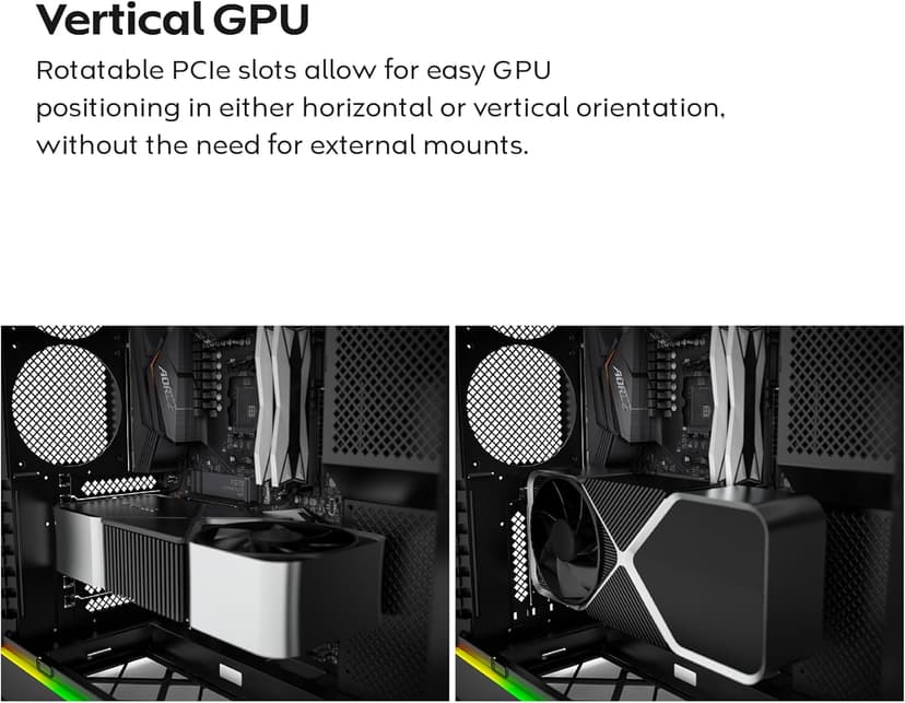 MONTECH HS02 PRO, ATX Mid-Tower PC Case, Gaming PC, High-Airflow, Reversible Layout, Sturdy Curved Tempered Glass Front Panel, 5x ARGB PWM Fan Pre-Installed, Sink-in Design, Toolless Panels, Black, US