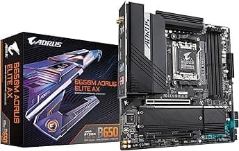 GIGABYTE B650M AORUS Elite AX (AM5/ LGA 1718/ AMD B650/ Micro-ATX/ 5-Year Warranty/ DDR5/ 2* M.2/ PCIe 5.0/ USB 3.2 Gen2X2 Type-C/Intel 2.5GbE LAN/Q-Flash Plus/EZ-Latch/Gaming Motherboard)