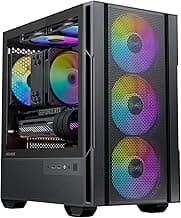 Micro ATX Case, 4 × 120mm ARGB Non-PWM Case Fans Pre-Installed, MATX PC Case, Temper Glass Side Panel, with Type-C, Black, Cypress 3 ARGB