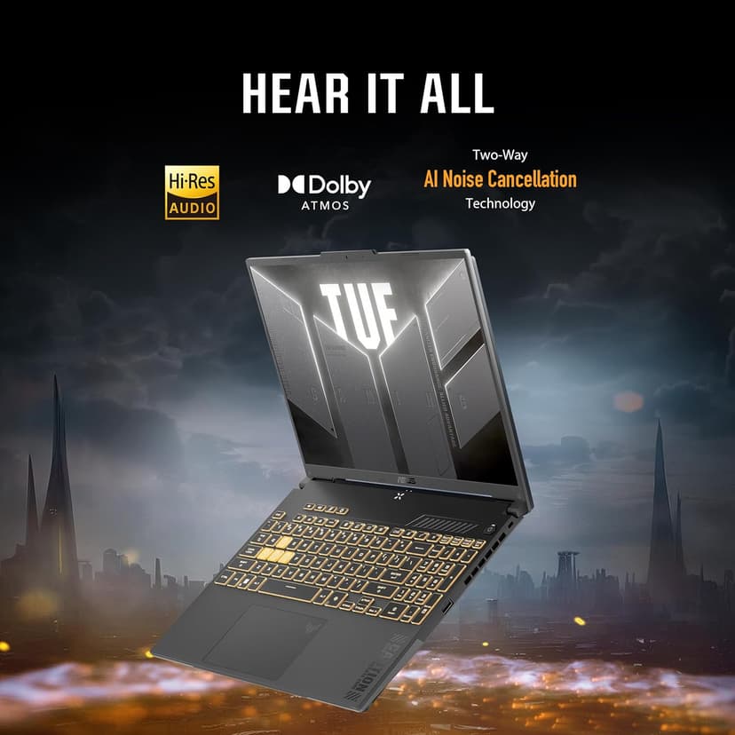 ASUS TUF Gaming F16 Gaming Laptop, 16” FHD+ 144Hz IPS-Level 16:10 Display, Intel® Core™ 5 210H, NVIDIA® GeForce RTX™ 4050, 16GB DDR5, 512GB PCIe Gen4 SSD, Wi-Fi 6, Win11 Home, FX607VU-SS53