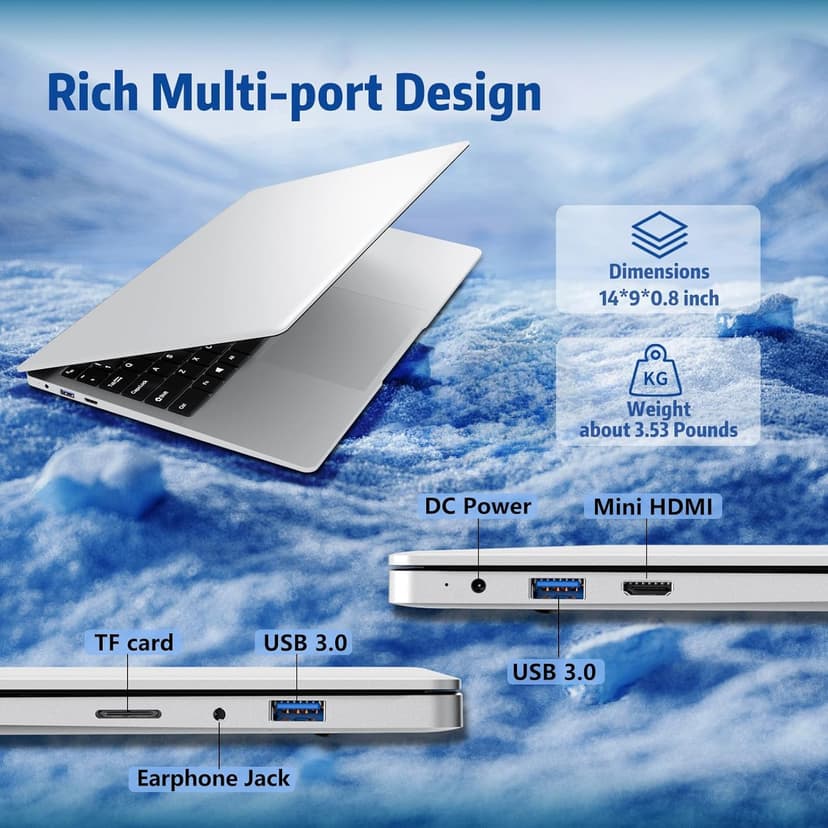 15.6 inch Laptop, 8gb RAM Gaming Laptop with 256GB SSD, Traditional Laptops N4000, Netbook Computers Full HD 1920X1080 Display WiFi5 Mini-HDMI 180 Angle Opening laptops for Student Business