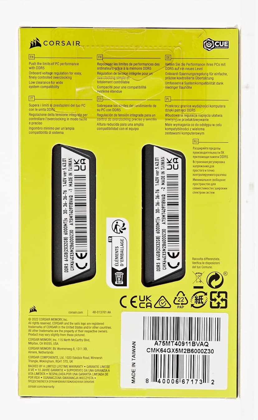 Corsair VENGEANCE DDR5 64GB (2x32GB) DDR5 6000MHz CL30 AMD EXPO Intel XMP iCUE Compatible Computer Memory – Gray (CMK64GX5M2B6000Z30)