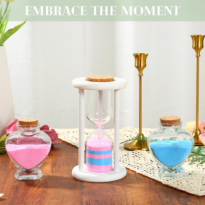 Unity Sand for Wedding Ceremony Set - 3 Pcs Wedding Sand Ceremony Sets Includes 1 Unity Hour Glass and 2 Heart-Shape Glass Sand Ceremony Vase, Wedding Unity Ideas for Ceremony (Sand not Included）