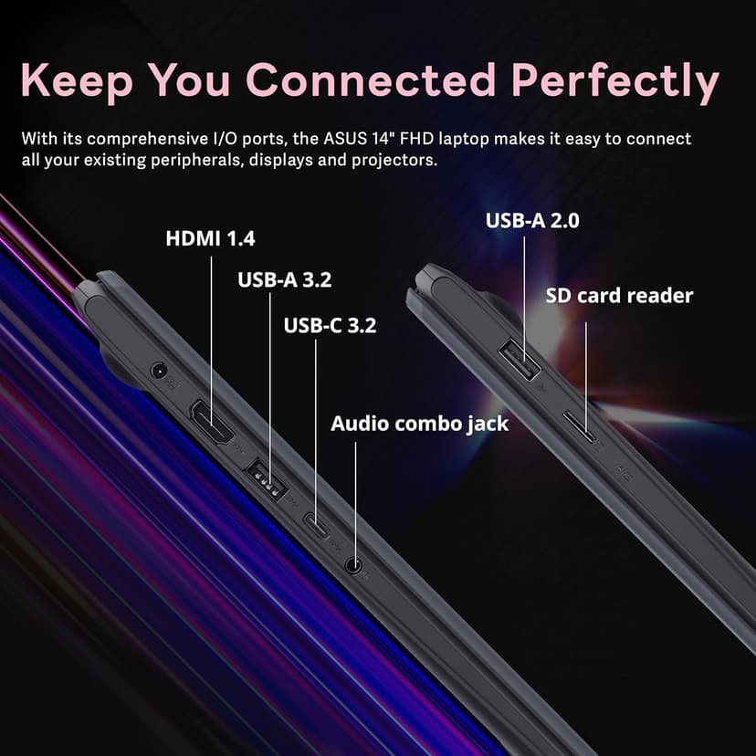 ASUS 14" FHD Laptop, Intel Pentium N6000 Processor, 4GB RAM, 224GB Storage(64GB eMMC+160GB Docking Station Set), Intel UHD Graphics, Webcam, Bluetooth, Win 11, Star Black