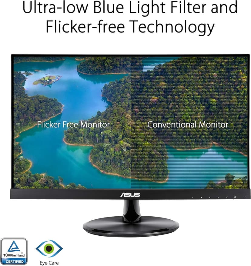 ASUS VP229Q 21.5” Monitor, 1080P Full HD, 75Hz, IPS, FreeSync/Adaptive-Sync, Eye Care, HDMI DisplayPort VGA, Frameless, VESA Wall Mountable BLACK