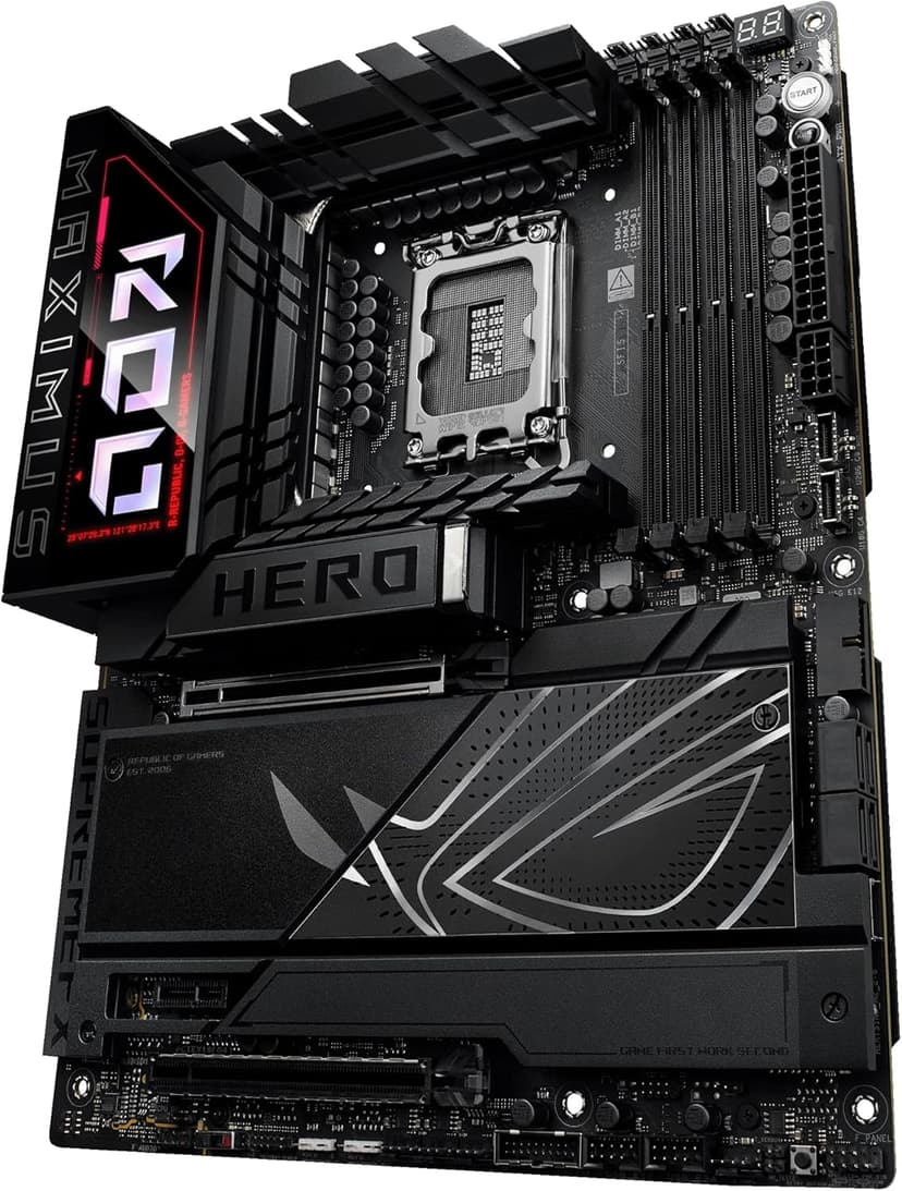 ASUS ROG Maximus Z890 Hero Intel® Z890 LGA 1851 ATX Motherboard, Advanced AI PC-Ready, 22+2+1+2 Stages, DDR5, WiFi 7, 3X PCIe® 5.0 M.2, Thunderbolt™ 4, USB Type-C®, AI Overclocking/Cooling/Networking