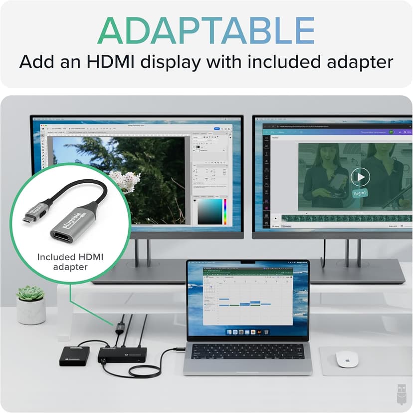 Plugable Thunderbolt 4 Hub | 60W Laptop Charging | 3X Thunderbolt 4 Ports | Dual 4K/Single 8K Displays | USB4 Compatibility - TBT4-HUB3C