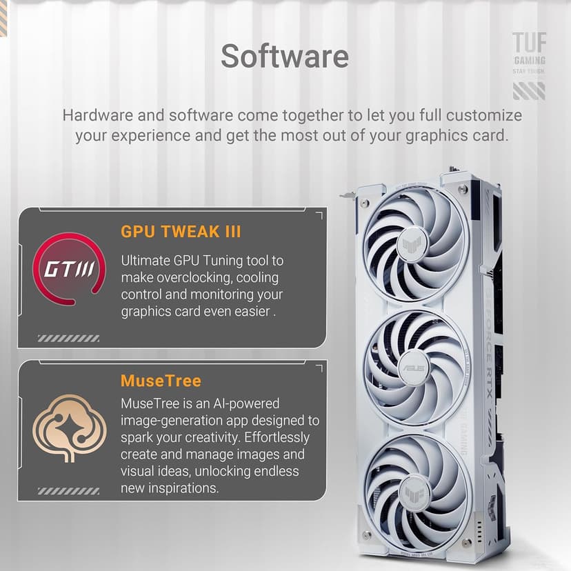 ASUS TUF Gaming GeForce RTX ™ 5070 Ti 16GB GDDR7 White OC Edition Gaming Graphics Card (PCIe® 5.0, HDMI®/DP 2.1, 3.125-slot, Military-Grade Components, Protective PCB Coating, axial-tech Fans)