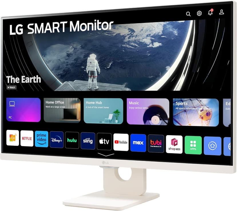 LG 27SR50F-W Smart Monitor 27-Inch FHD (1920x1080) IPS Display, webOS 23, HDR 10, x2 Built-in Speakers, AirPlay 2, Screen Share, Bluetooth, ThinQ App, Remote Control, White