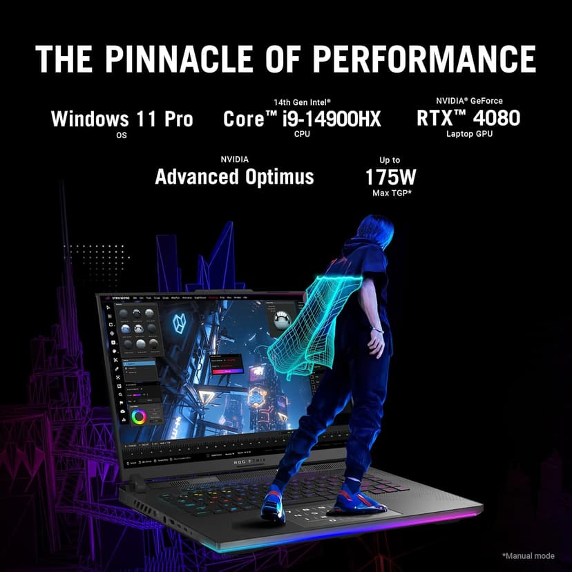 ASUS ROG Strix Scar 16 (2024) Gaming Laptop, 16” Nebula HDR 16:10 QHD 240Hz/3ms, 1100 nits, Mini LED Display, GeForce RTX 4080, Intel Core i9-14900HX, 32GB DDR5, 1TB SSD, Windows 11 Pro, G634JZR-XS96