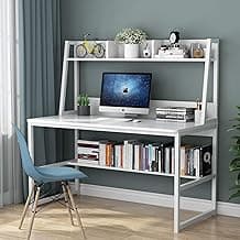 Tribesigns Computer Desk with Hutch, 47 inches Home Office Desk with Space Saving Design with Bookshelf for Small Spaces