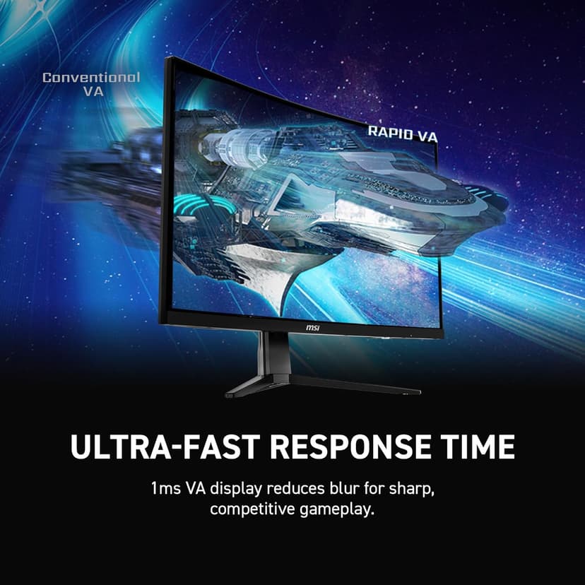 msi Full HD Non-Glare 1ms 1920 x 1080 180Hz Refresh Rate Resolution Free Sync 27" Curved Gaming Monitor (G27C3F) - Black