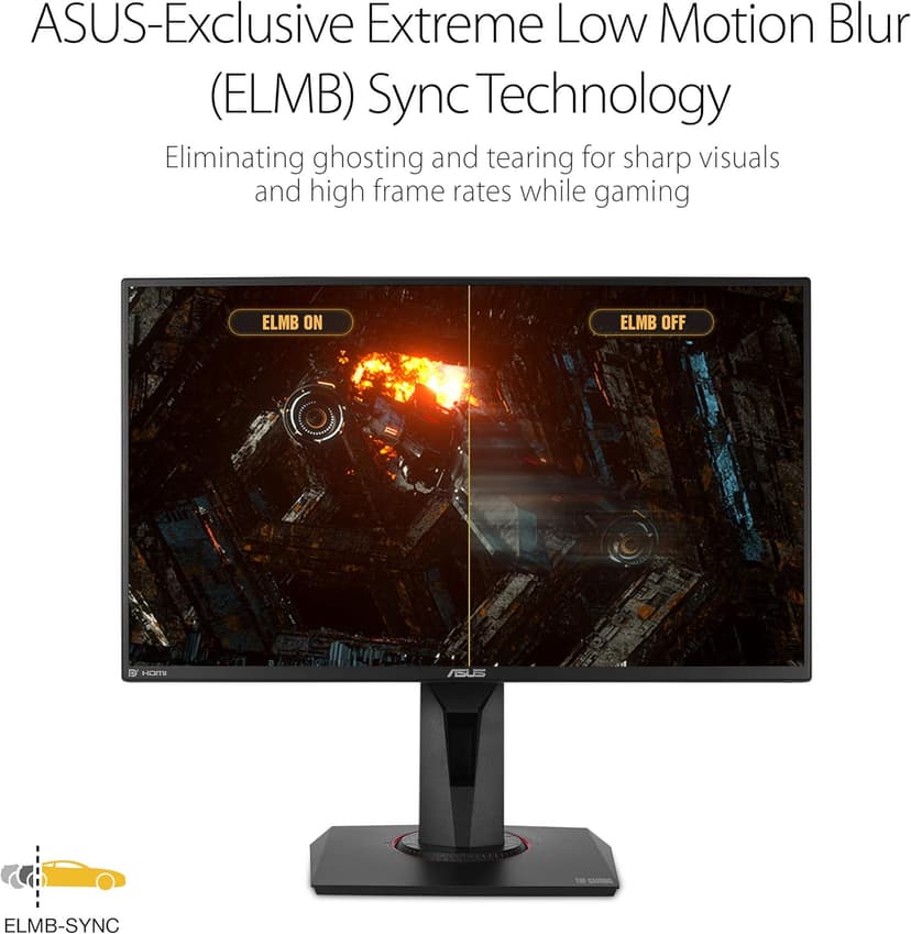 ASUS TUF Gaming VG259QM 24.5” Monitor, 1080P Full HD (1920 x 1080), Fast IPS, 280Hz, G-SYNC Compatible, Extreme Low Motion Blur Sync,1ms, DisplayHDR 400, Eye Care, DisplayPort HDMI BLACK