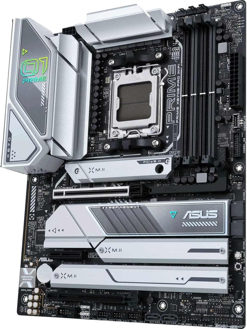 ASUS Prime X670E-PRO WiFi AMD X670 AM5 Ryzen™ Desktop 9000 8000 & 7000 ATX Motherboard with PCIe® 5.0, Four M.2 Slots, DDR5 Slots, USB 3.2 Gen 2x2 Type-C®, USB4® Support, WiFi 6E, and 2.5G Ethernet