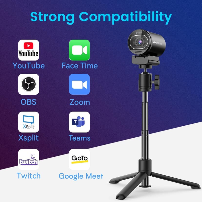EMEET S600 4K Webcam for Streaming - Sony 1/2.5'' Sensor, PDAF Autofocus, 1080P@60FPS, 2 Noise Reduction Mics, Built-in Privacy Cover, 73° FOV, Streaming Camera for Live Commerce/Gaming/Beauty
