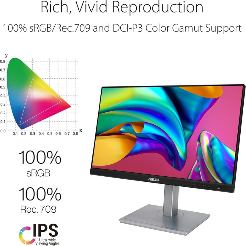 ASUS ProArt Display PA247CV 23.8 inch Monitor – IPS, Full HD (1920 x 1080), 100% sRGB, 100% Rec. 709, Color Accuracy ΔE < 2, Calman Verified, USB-C, Compatible With Laptop & Mac Monitor,BLACK