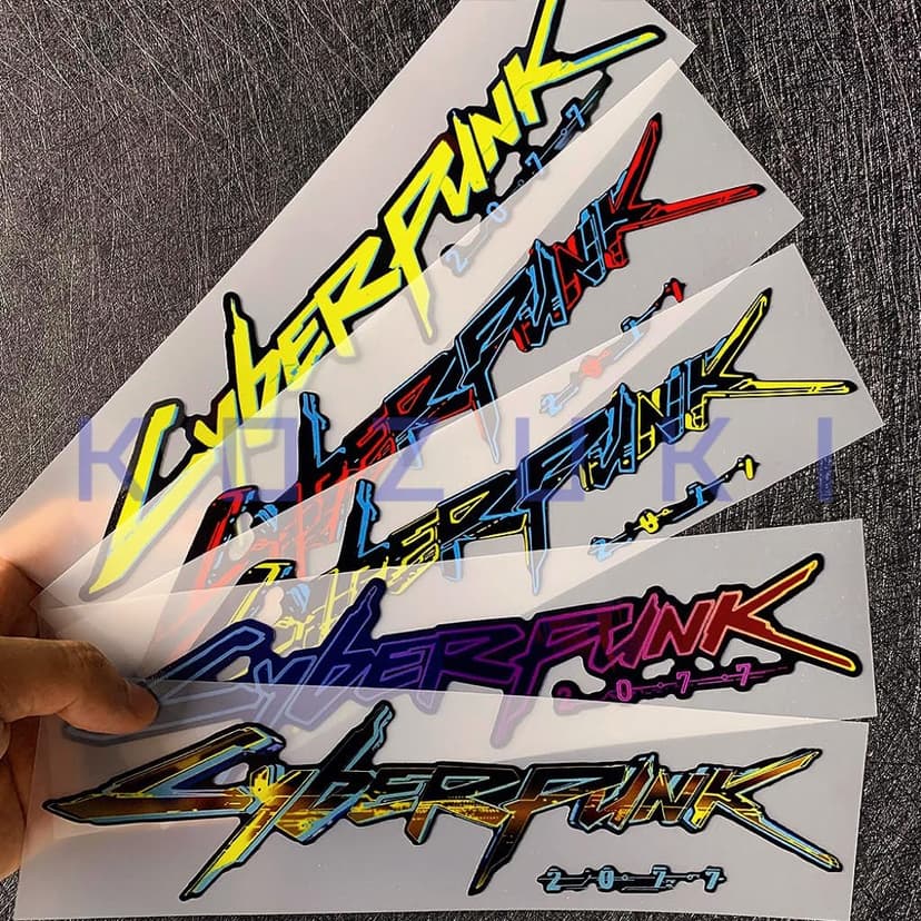 Vinyl Sticker Cyberpunk Decal Water Proof Reflective for Car, Laptop (Red+Blue)