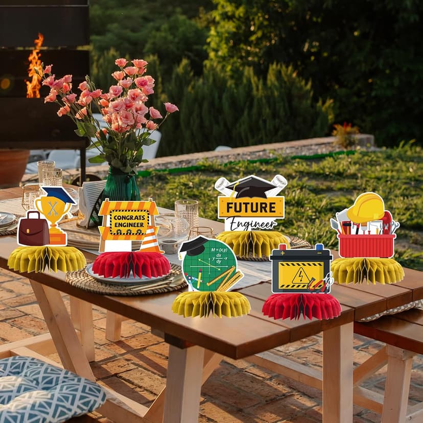 Congrats Engineer Graduation Table Honeycomb Centerpieces, Future Engineer Party Table Toppers Engineer Degree Graduation Decoration Supplies Engineering Table Centerpieces 7 PCS