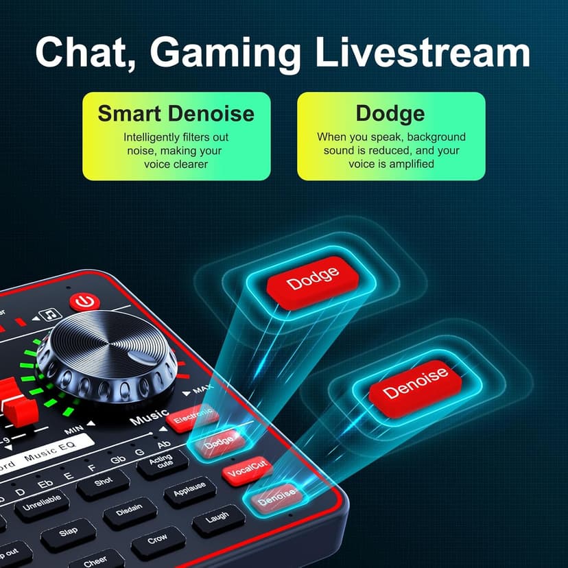 Podcast Microphone Bundle with Live Sound Board Audio Mixer, Podcast Equipment Bundle with 3.5mm Condenser Microphone for Pc/Phone Live Streaming Singing Gaming, Soundboard with Voice Changer, Denoise