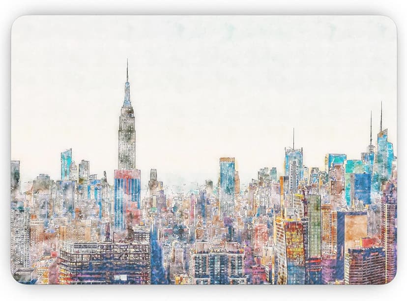Watercolor New York City Skyline Full-Body Wrap Scratch Resistant Decal Skin-Kit Compatible with MacBook 13" Pro M1 (A2338)