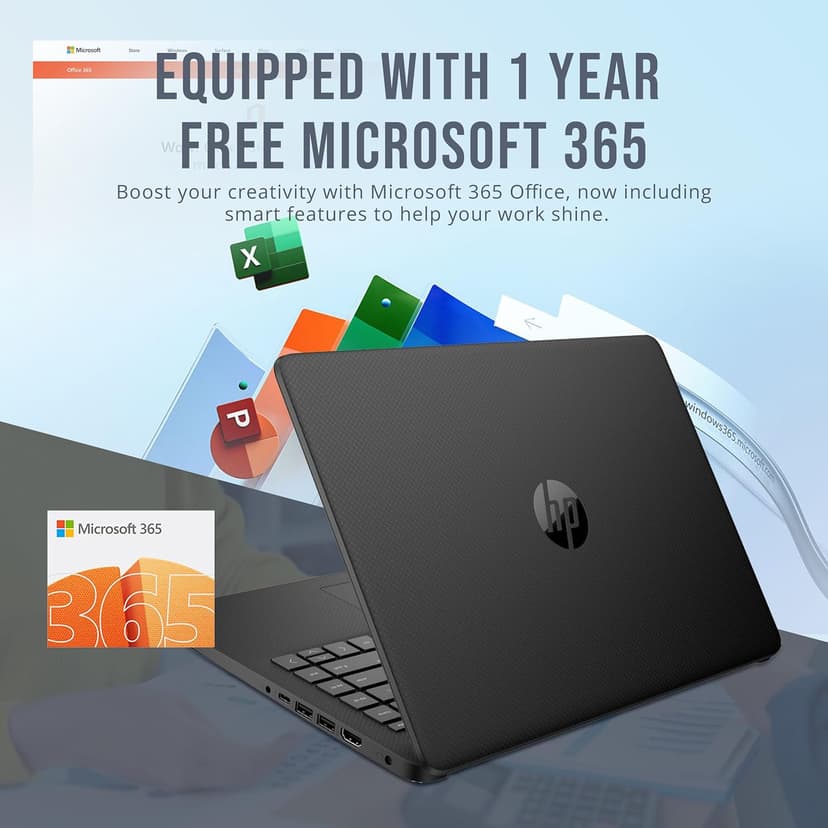 HP Stream 14" HD BrightView Laptop, Intel Celeron N4120, 16GB RAM, 288GB Storage (128GB eMMC + 160GB SSD Docking Station Set), Intel UHD Graphics, HD Webcam, Wi-Fi, 1 Year Office 365, Win 11 S, Black