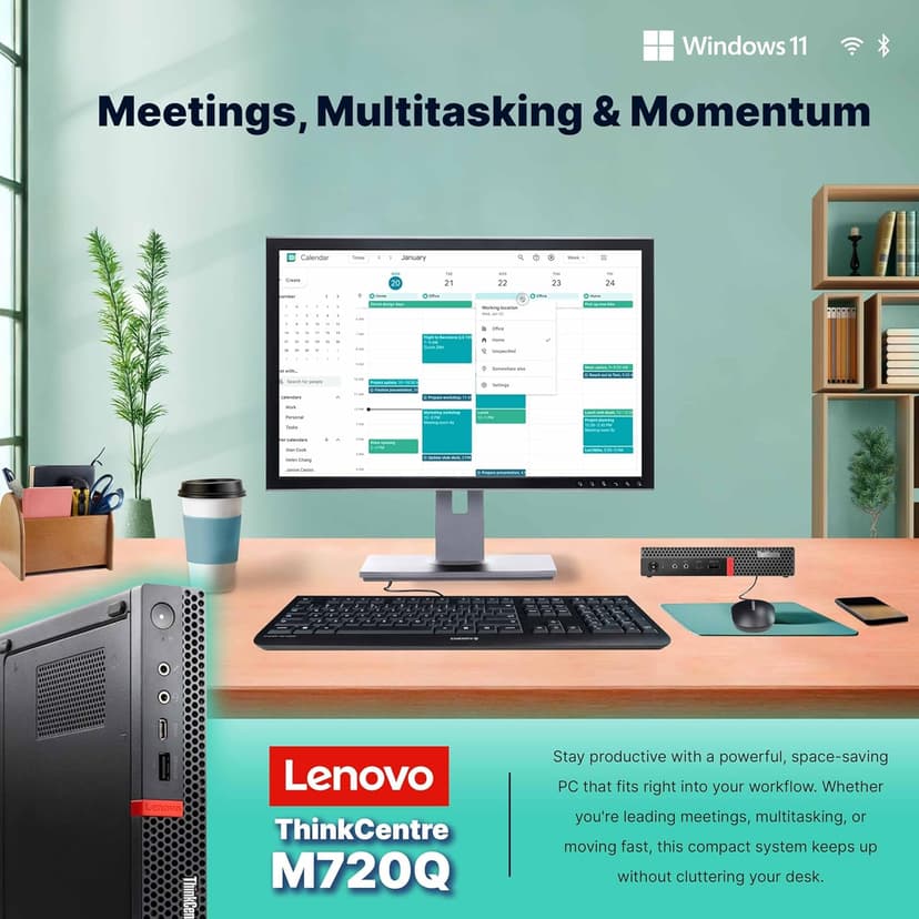 Lenovo M720Q ThinkCentre Mini PC | Windows 11 Pro | Intel i5-8400T | 8GB RAM + 250GB NVME | 5G WiFi + BT | Home or Office Micro Desktop Computer (Renewed)
