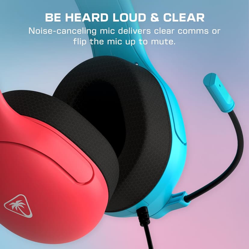 Turtle Beach Airlite Fit Wired Gaming Headset: Officially Licensed for Nintendo Switch, Nintendo Switch Lite & OLED Model - Flip-to-Mute Mic, Over-Ear Comfort Cushions, 40mm Speakers - Neon Blue & Red