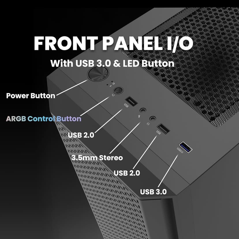 Zalman FIT Mid Tower ATX PC Case - 4 x Pre-Installed ARGB Fans, Swing Door Tempered Glass, USB 3.0, Support up to 6 x 120mm Fans, 325mm GPU, 360mm Radiator, Black